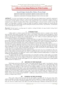 Effective Searching Policies for Web Crawler