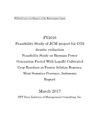 FY2016 Feasibility Study of JCM Project for CO2 Drastic Reduction