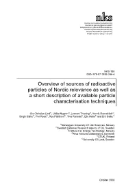 NKS-180, Overview of Sources of Radioactive Particles of Nordic