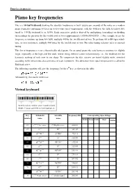 Piano Key Frequencies 1 Piano Key Frequencies