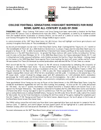 Rose Bowl Game All-Century Class 2000S Finalists