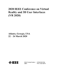 2020 IEEE Conference on Virtual Reality and 3D User Interfaces