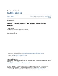 Effects of Emotional Valence and Depth of Processing on Memory