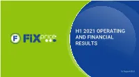 H1 2021 Operating and Financial Results