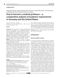 How to Become a Medical Professor – a Comparative Analysis of Academic