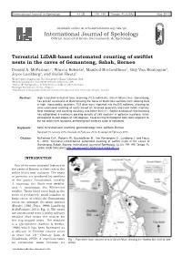 Terrestrial Lidar-Based Automated Counting of Swiftlet Nests in the Caves of Gomantong, Sabah, Borneo Donald A