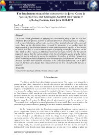 The Implementation of the Cultuurstelsel in Java: Cases in Afdeeling Demak and Grobogan, Central Java Versus in Afdeeling Pacitan, East Java 1830-1870
