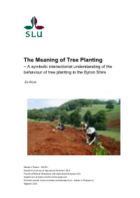 The Meaning of Tree Planting – a Symbolic Interactionist Understanding of the Behaviour of Tree Planting in the Byron Shire