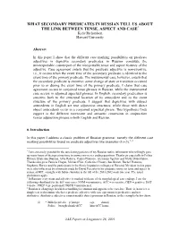 What Secondary Predicates in Russian Can Tell Us About the Link Between Tense, Aspect and Case*