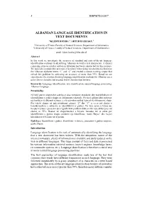 Albanian Language Identification in Text