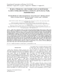Habitat Modeling and Conservation of the Endemic Latifi's Viper