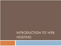 Introduction to Web Hosting Shared Hosting
