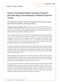 Rocket Lab Expands Space Systems Footprint with New High Volume Reaction Wheel Production Facility