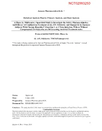 Statistical Analysis Plan for Primary Analysis, and Final Analysis