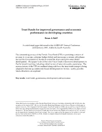 Trust Funds for Improved Governance and Economic Performance in Developing Countries