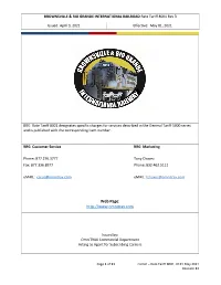 BRG Rate Tariff 8001 Designates Specific Charges for Services Described in the General Tariff 5000 Series and Is Published with the Corresponding Item Number