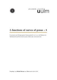 L-Functions of Curves of Genus ≥ 3