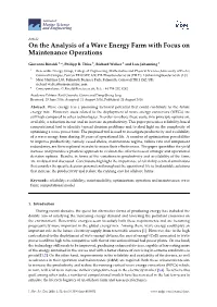 On the Analysis of a Wave Energy Farm with Focus on Maintenance Operations