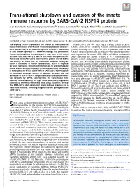 Translational Shutdown and Evasion of the Innate Immune Response by SARS-Cov-2 NSP14 Protein