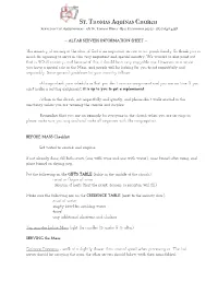 Altar Server Information Sheet