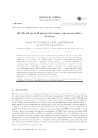 Artificial Neural Networks Based on Memristive Devices