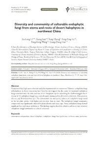 ﻿Diversity and Community of Culturable Endophytic Fungi from Stems and Roots of Desert Halophytes in Northwest China