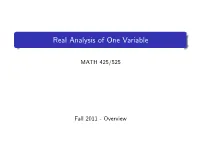 Real Analysis of One Variable