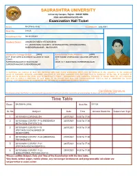 SAURASHTRA UNIVERSITY Time Table