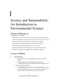 Science and Sustainability: an Introduction to Environmental Science