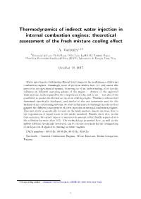 Thermodynamics of Indirect Water Injection in Internal Combustion Engines: Theoretical Assessment of the Fresh Mixture Cooling Eﬀect