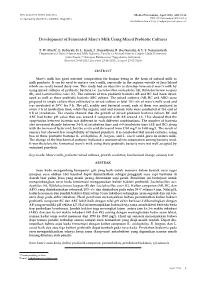 Development of Fermented Mare's Milk Using Mixed Probiotic Cultures