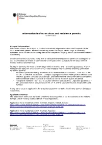 Information Leaflet on Visas and Residence Permits - Stand 07/2021