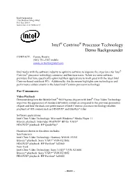 Intel® Centrino® Processor Technology Launch Demonstration