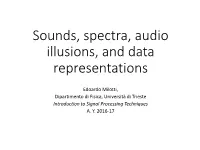 Sounds, Spectra, Audio Illusions, and Data Representations