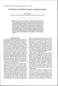 The Duration of Copulation in Spiders: Comparative Patterns
