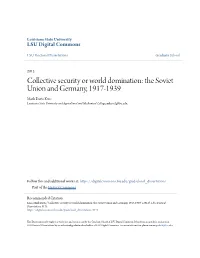 Collective Security Or World Domination: the Soviet Union And