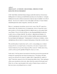 Originality, Autonomy and Control: Opening up New Semantic Space for Design