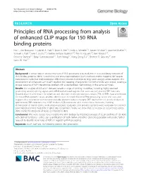 Principles of RNA Processing from Analysis of Enhanced CLIP Maps for 150 RNA Binding Proteins Eric L