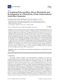 A Graphene/Polycrystalline Silicon Photodiode and Its Integration in a Photodiode–Oxide–Semiconductor Field Eﬀect Transistor