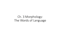 Chapter 3 Morphology: the Words of Language