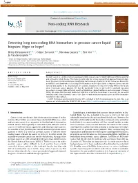 Detecting Long Non-Coding RNA Biomarkers in Prostate Cancer Liquid Biopsies: Hype Or Hope?