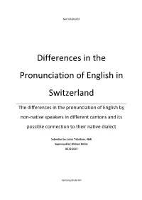 Differences in the Pronunciation of English in Switzerland