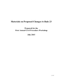 Materials on Proposed Changes to Rule 23
