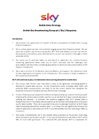 Mobile Data Strategy British Sky Broadcasting Group
