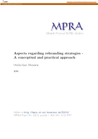 Aspects Regarding Rebranding Strategies - a Conceptual and Practical Approach