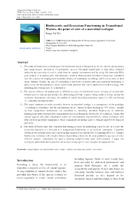 Biodiversity and Ecosystem Functioning in Transitional Waters; the Point of View of a Microbial Ecologist Rutger De Wit