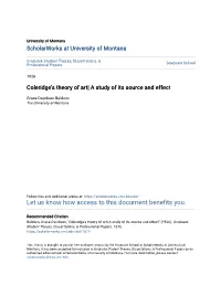 Coleridge's Theory of Art| a Study of Its Source and Effect