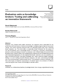 Evaluation Units As Knowledge Brokers: Testing and Calibrating An
