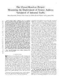 Measuring the Deployment of Source Address Validation of Inbound Traffic