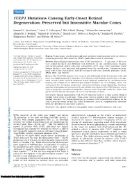 TULP1 Mutations Causing Early-Onset Retinal Degeneration: Preserved but Insensitive Macular Cones